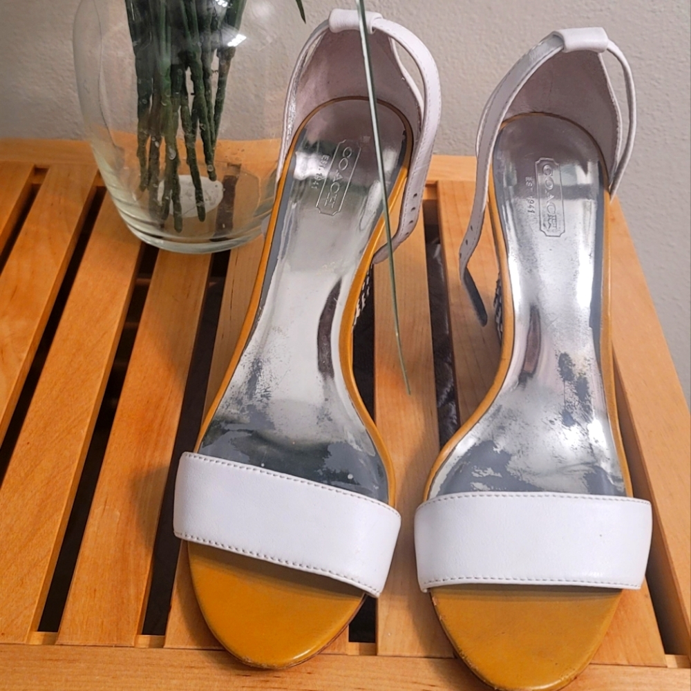 Coach Wedge Sandals White